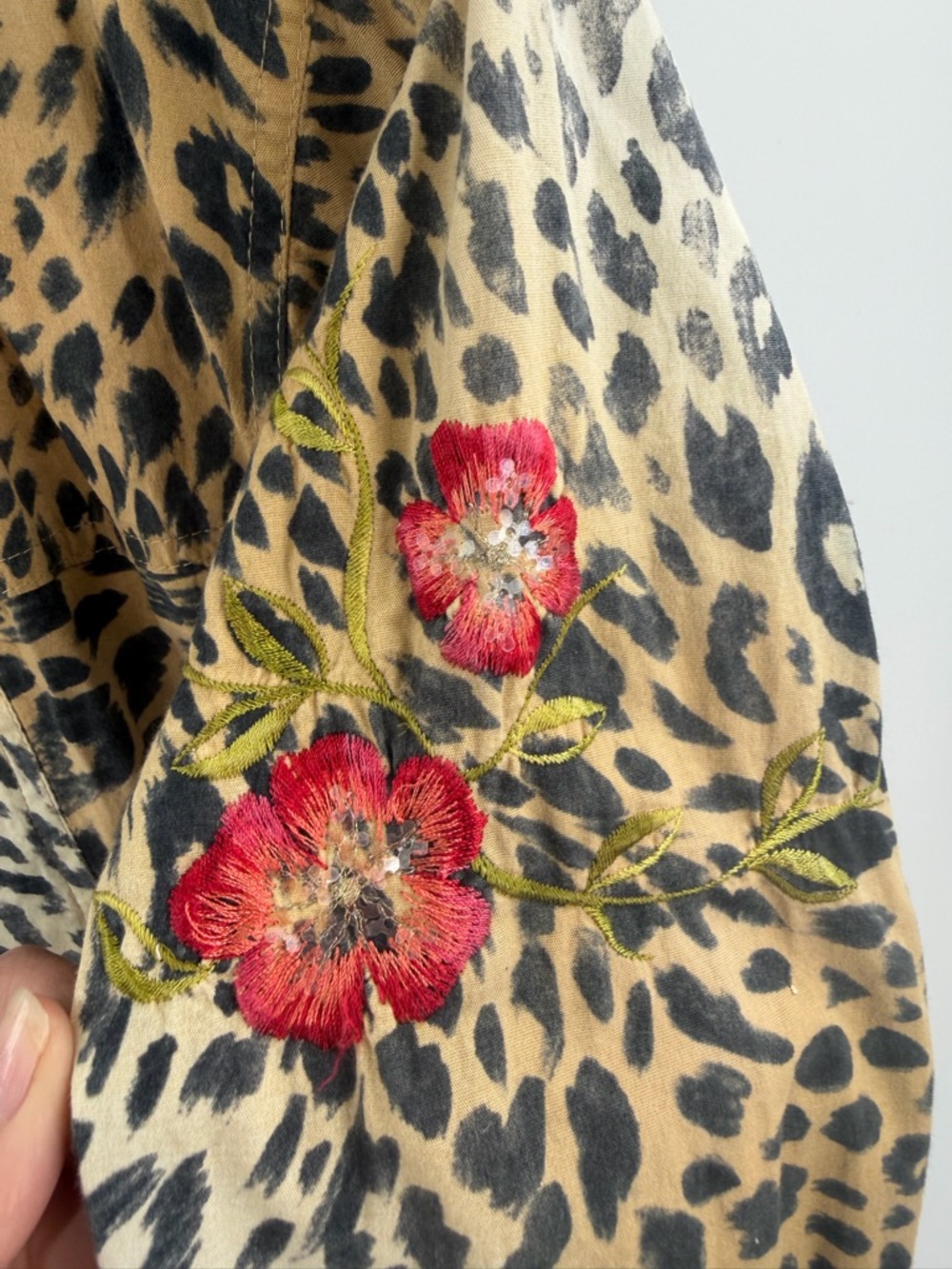 MARELLA Leopard-Print Button Front Shirt Jacket in Tan & Black Made In Italy 10 - Picture 4 of 7